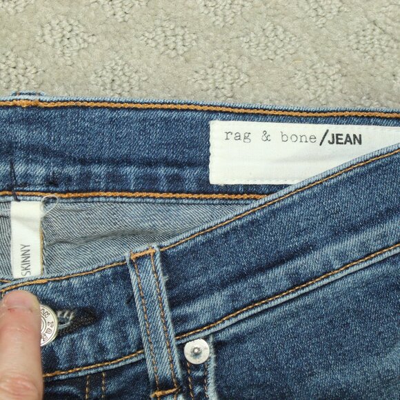 rag & bones Skinny Women's 28 Low Rise Ankle Raw Hem Blue Jeans - Picture 3 of 7